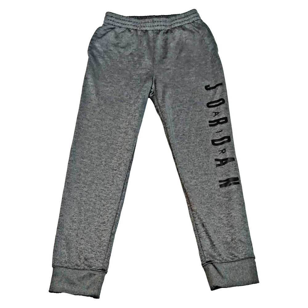 Jordan Boys' Dri-FIT Gray Jogger Pants Size L Tapered Pull-On
